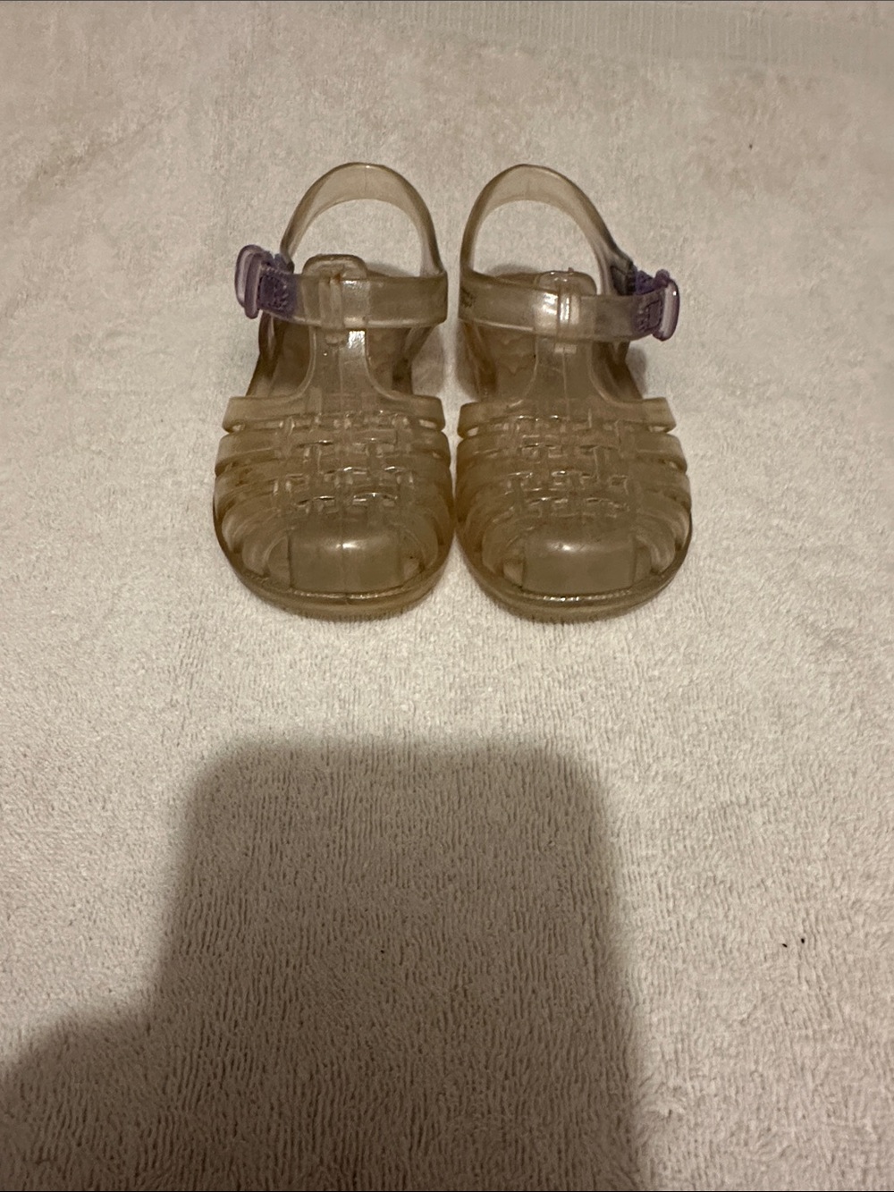 Cat & Jack Iridescent Clear Girl’s Jelly Sandals w/ Purple Accent Size 7